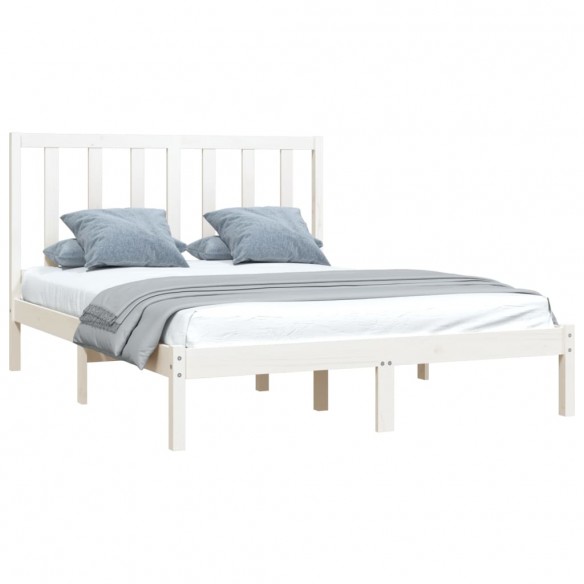 Cadre de lit Blanc Bois de pin massif 120x190 cm Petit Double