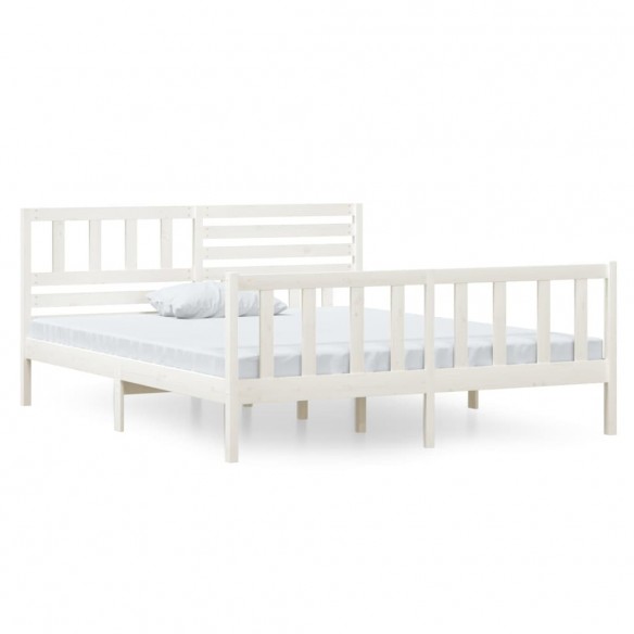 Cadre de lit Blanc Bois massif 135x190 cm Double