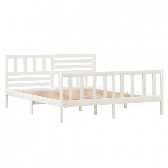 Cadre de lit Blanc Bois massif 135x190 cm Double