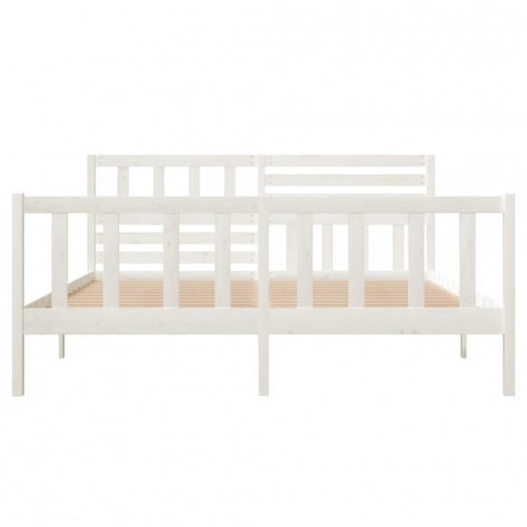 Cadre de lit Blanc Bois massif 135x190 cm Double