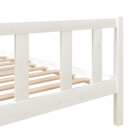 Cadre de lit Blanc Bois massif 135x190 cm Double