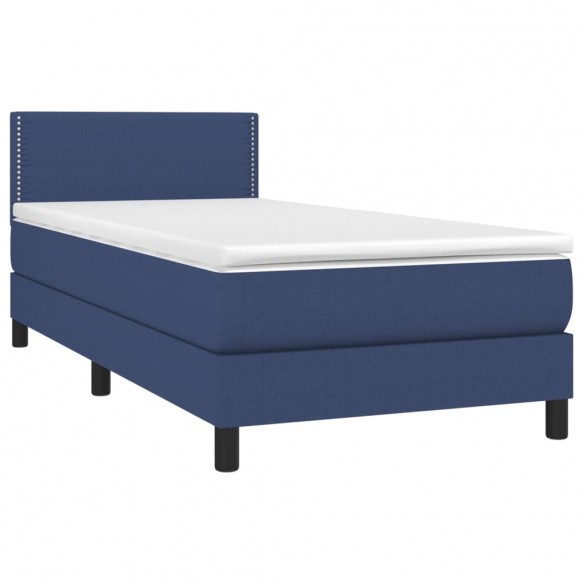 Cadre de lit avec matelas Bleu 100x200 cm Tissu