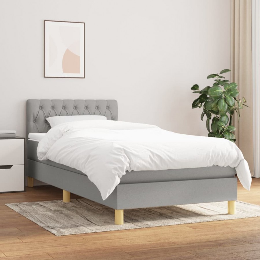 Sommier à lattes de lit avec matelas Gris clair 80x200 cm Tissu