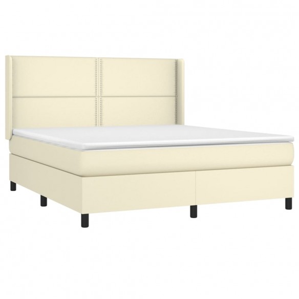 Sommier à lattes de lit matelas LED Crème 180x200 cm Similicuir