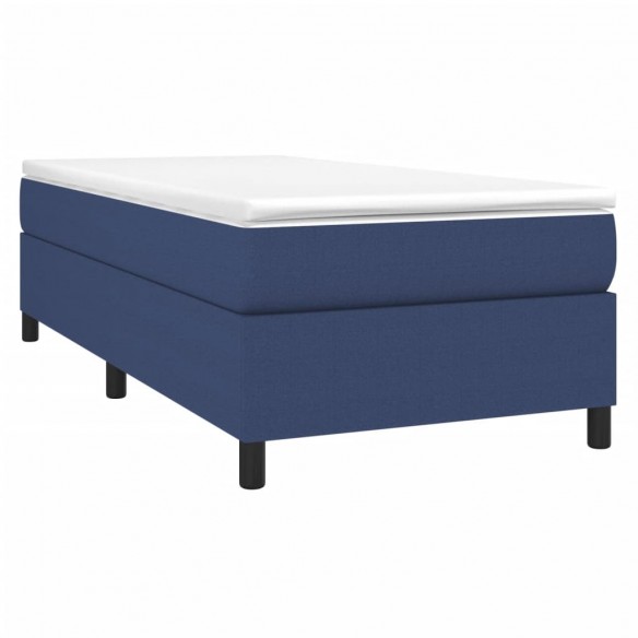 Cadre de lit avec matelas Bleu 90x200 cm Tissu