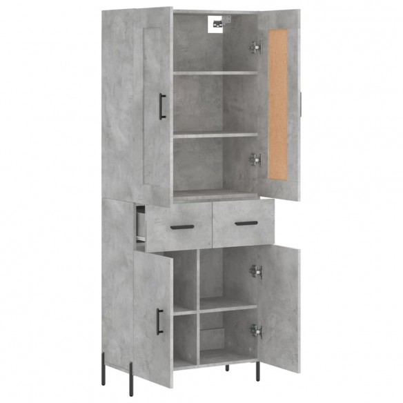 Buffet haut Gris béton 69,5x34x180 cm Bois d'ingénierie