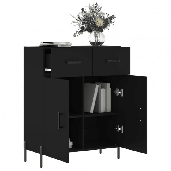 Buffet noir 69,5x34x90 cm bois d'ingénierie