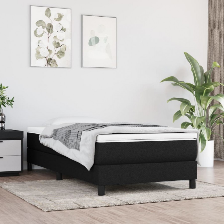 Cadre de lit avec matelas Noir 90x200 cm Tissu