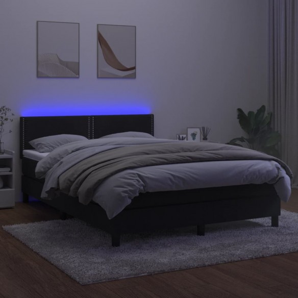Sommier à lattes de lit avec matelas LED Noir 140x190cm Velours