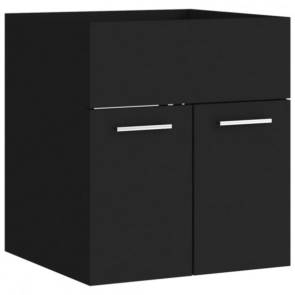 Armoire d'évier avec lavabo intégré Noir Aggloméré