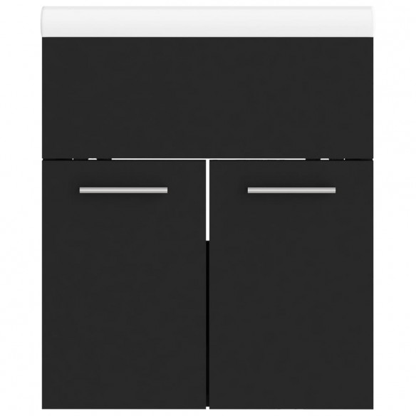 Armoire d'évier avec lavabo intégré Noir Aggloméré