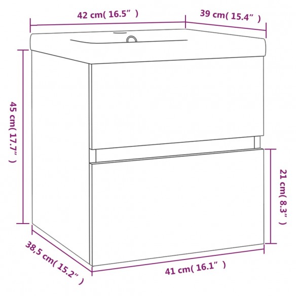 Meuble lavabo avec bassin intégré Chêne fumé Bois d'ingénierie