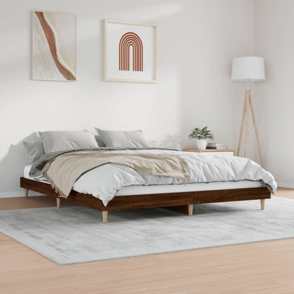 Cadre de lit chêne marron 120x200 cm bois d'ingénierie