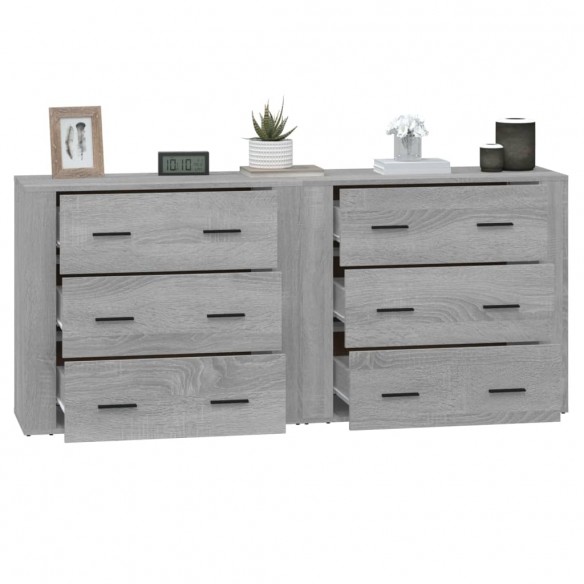 Buffets 2 pcs sonoma gris bois d'ingénierie