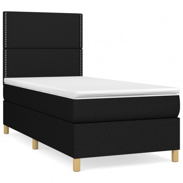 Cadre de lit avec matelas Noir 90x200 cm Tissu