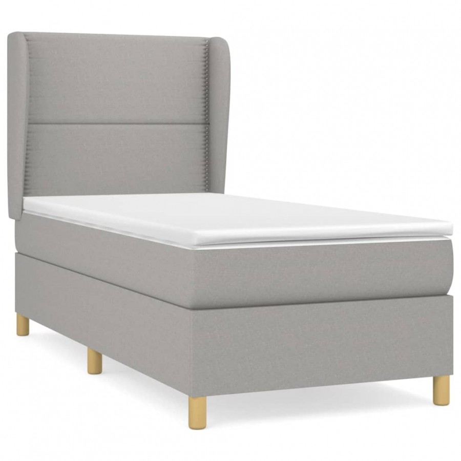 Cadre de lit avec matelas Gris clair 90x200 cm Tissu