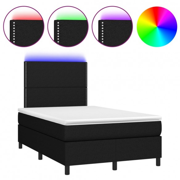 Cadre de lit et matelas et LED Noir 120x200 cm Tissu