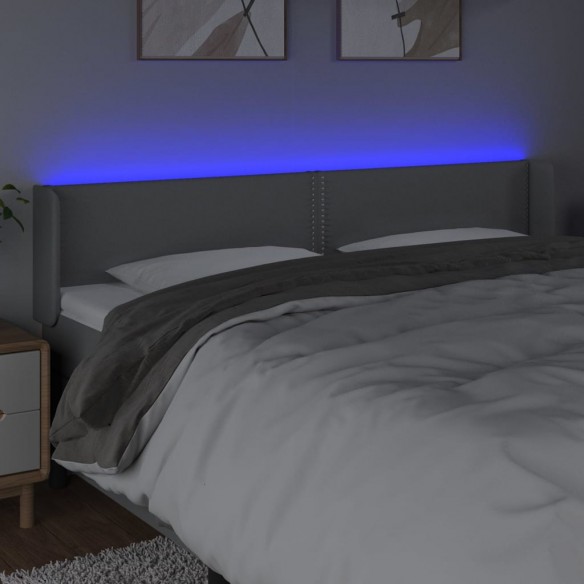 Tête de lit à LED Gris clair 183x16x78/88 cm Tissu