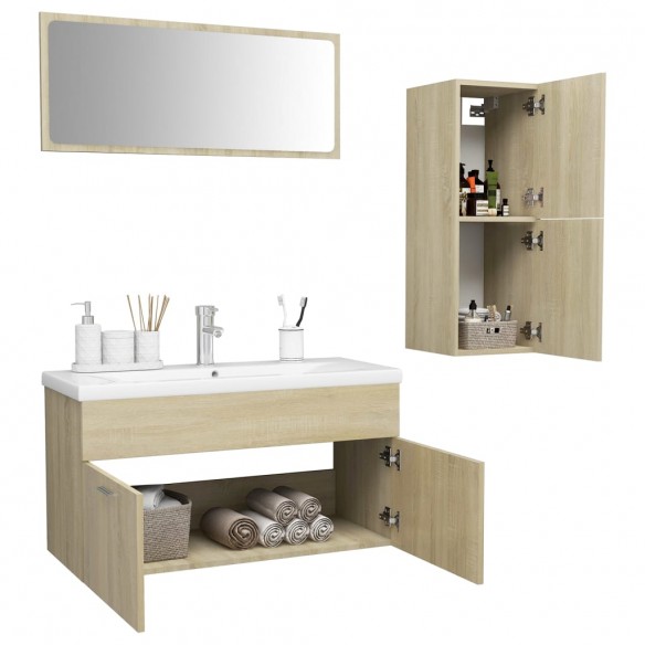 Ensemble de meubles de salle de bain Chêne sonoma Aggloméré