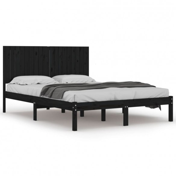 Cadre de lit Noir Bois massif 180x200 cm Super King