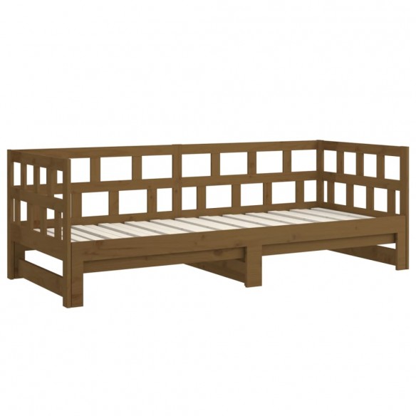 Lit coulissant Marron miel Bois de pin solide 2x(90x190) cm