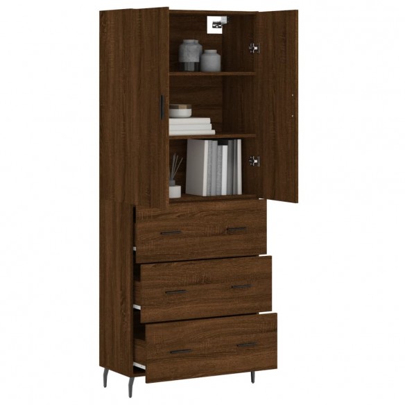 Buffet haut Chêne marron 69,5x34x180 cm Bois d'ingénierie