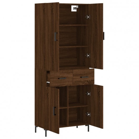 Buffet haut Chêne marron 69,5x34x180 cm Bois d'ingénierie