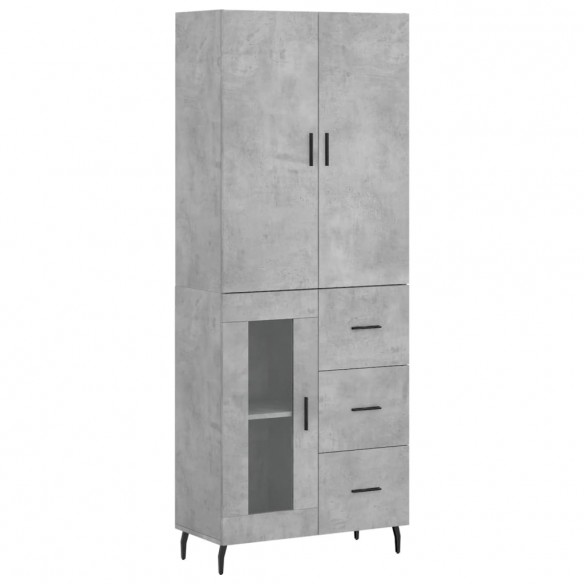 Buffet haut Gris béton 69,5x34x180 cm Bois d'ingénierie