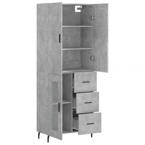 Buffet haut Gris béton 69,5x34x180 cm Bois d'ingénierie