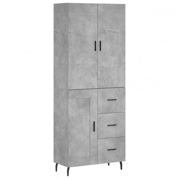 Buffet haut Gris béton 69,5x34x180 cm Bois d'ingénierie