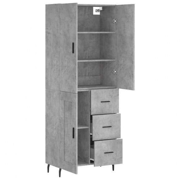 Buffet haut Gris béton 69,5x34x180 cm Bois d'ingénierie