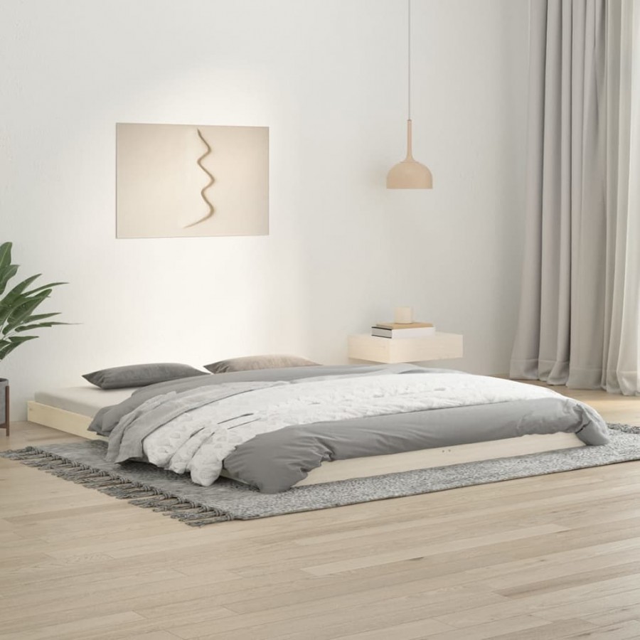Cadre de lit blanc 160x200 cm bois de pin massif