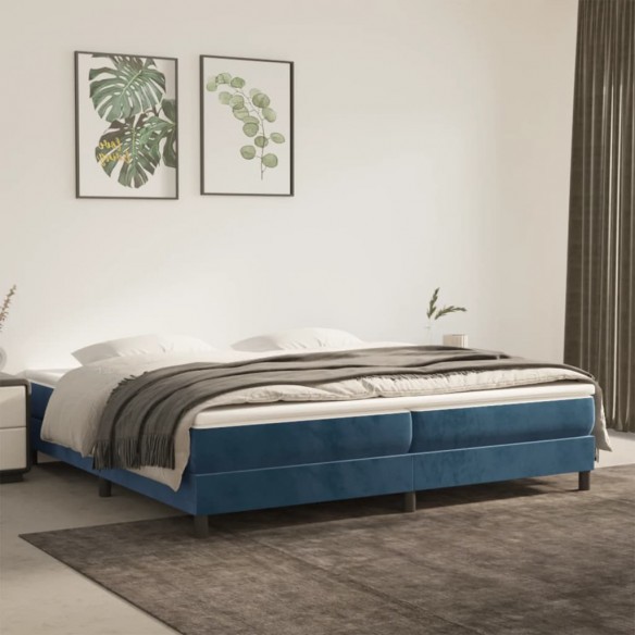 Cadre de lit et matelas Bleu foncé 200x200cm Velours