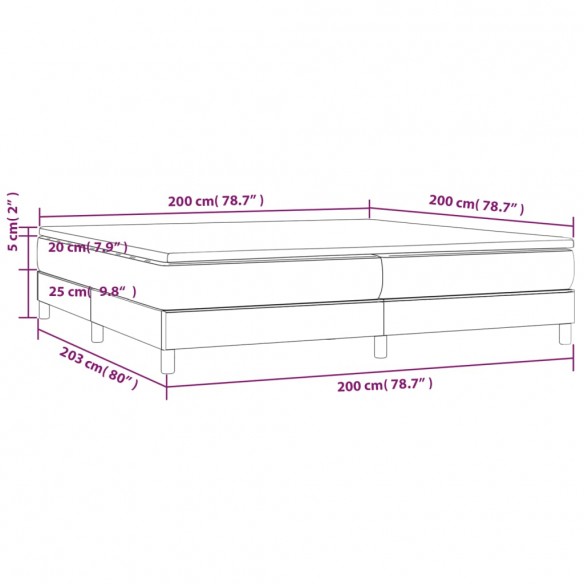 Cadre de lit et matelas Bleu foncé 200x200cm Velours