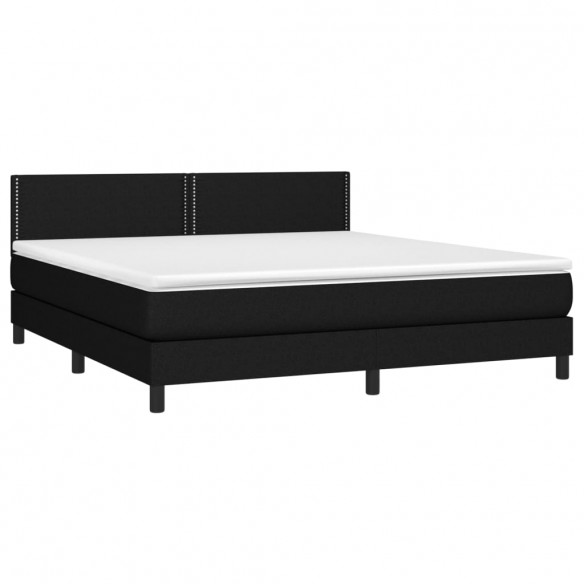 Cadre de lit avec matelas LED Noir 180x200 cm Tissu