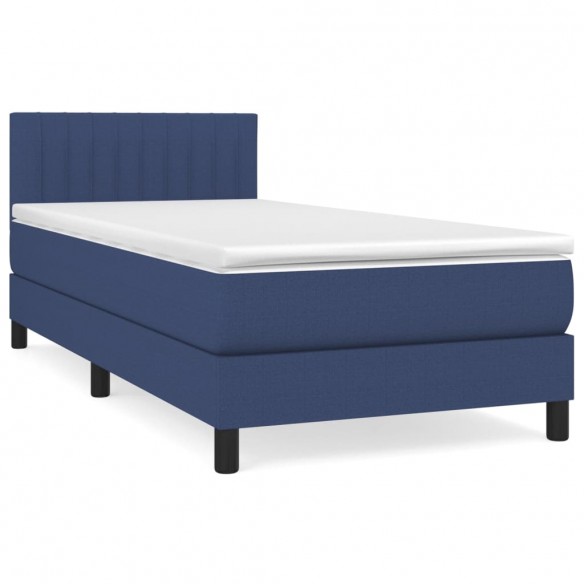 Cadre de lit avec matelas Bleu 90x200 cm Tissu