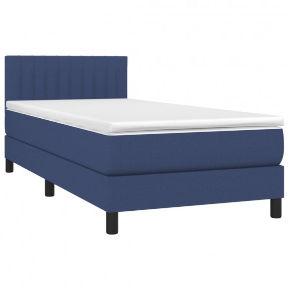 Cadre de lit avec matelas Bleu 90x200 cm Tissu