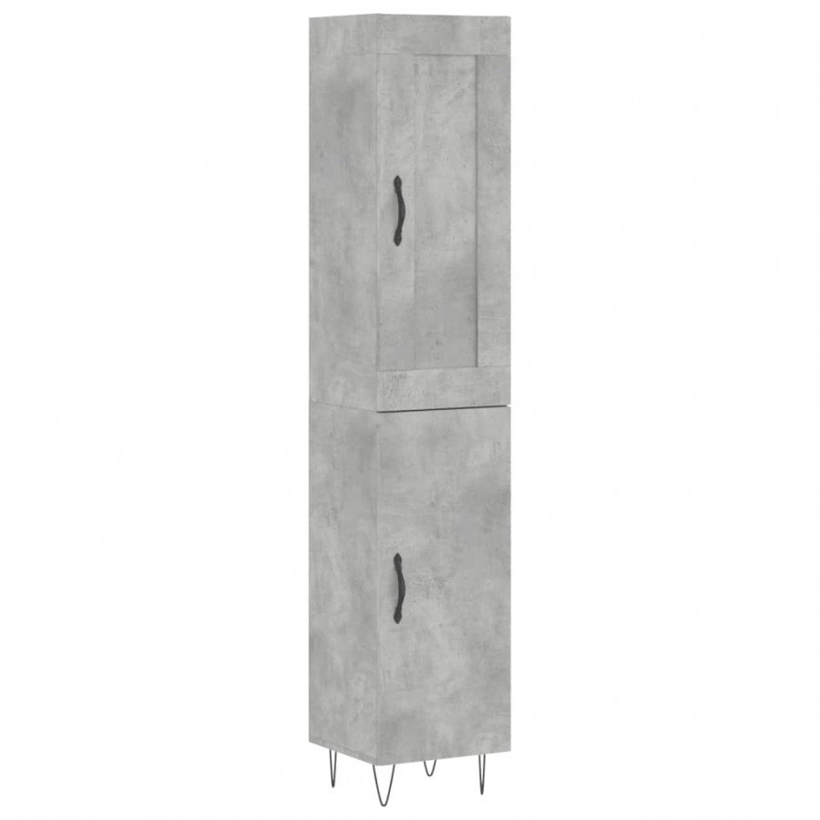 Buffet haut Gris béton 34,5x34x180 cm Bois d'ingénierie