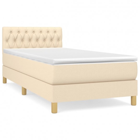 Sommier à lattes de lit avec matelas Crème 80x200 cm Tissu