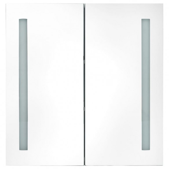 Armoire de salle de bain à miroir LED Chêne 62x14x60 cm