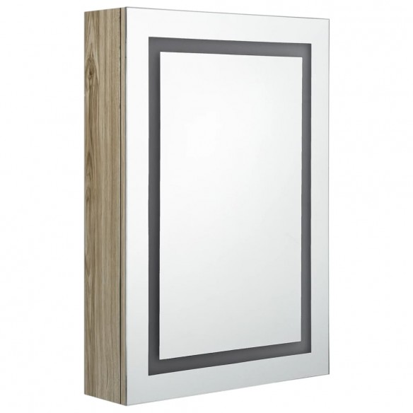 Armoire de salle de bain à miroir LED Chêne 50x13x70 cm