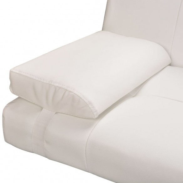 Canapé-lit réglable avec deux oreillers Similicuir Blanc crème