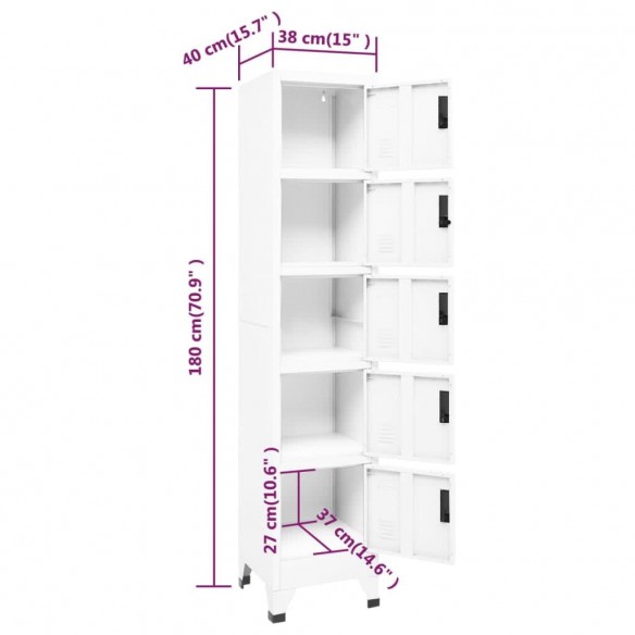 Armoire à casiers Blanc 38x40x180 cm Acier