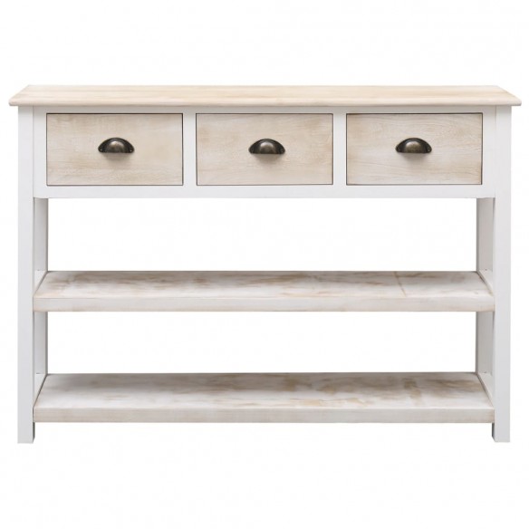 Buffet Blanc et marron 108x30x76 cm Bois de Paulownia massif