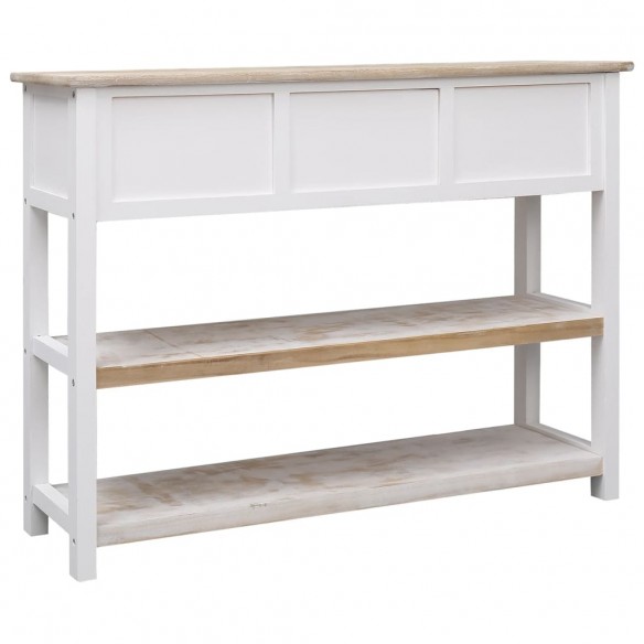 Buffet Blanc et marron 108x30x76 cm Bois de Paulownia massif