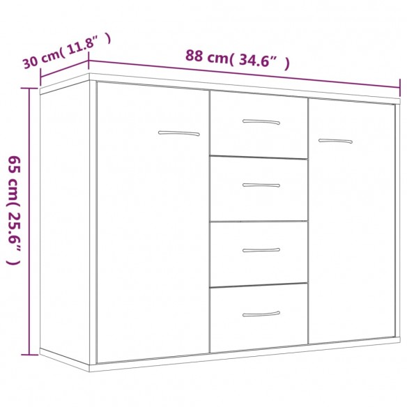 Buffet Chêne marron 88x30x65 cm Bois d'ingénierie