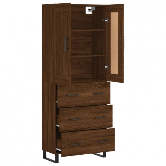 Buffet haut Chêne marron 69,5x34x180 cm Bois d'ingénierie