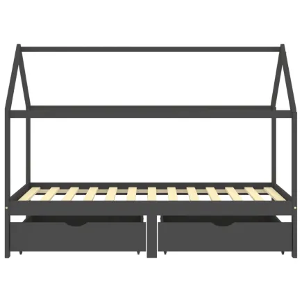 Lit d'enfant avec tiroirs Gris foncé Pin 90x200 cm 2