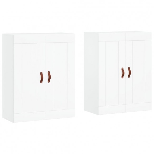 Armoires murales 2 pcs blanc bois d'ingénierie