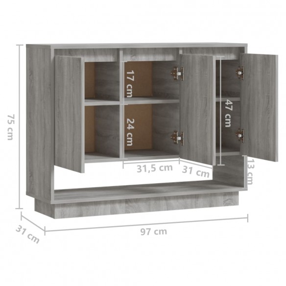 Buffet Sonoma gris 97x31x75 cm Aggloméré